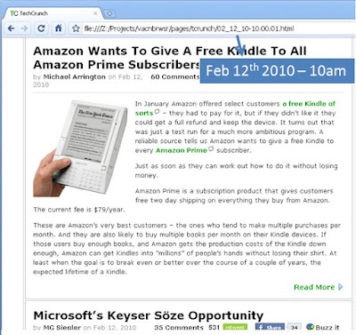 Archived TechCrunch page, first example
